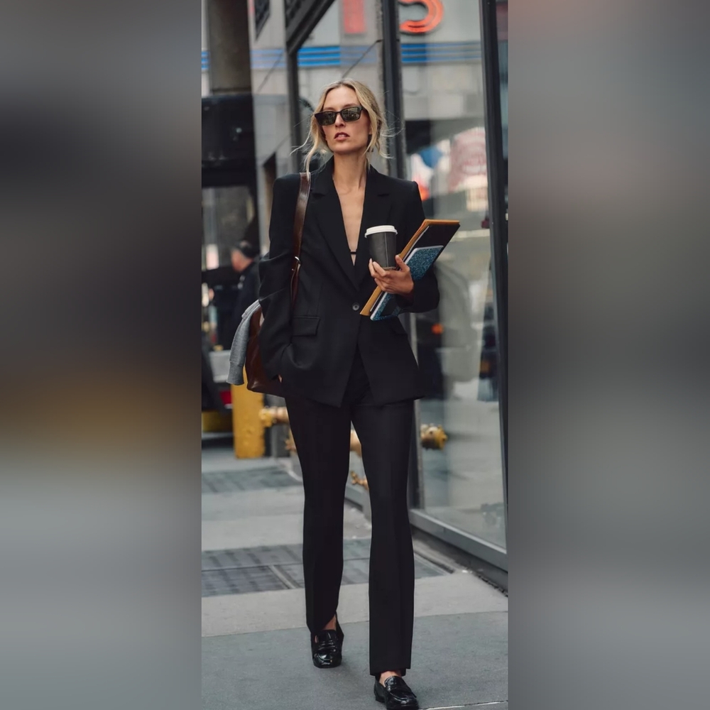 Zara basic black flare stretchy pants